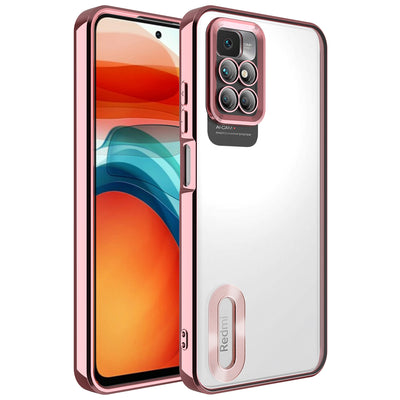 Xiaomi Redmi 10 Kılıf Kamera Korumalı Logo Gösteren Zore Omega Kapak Rose Gold