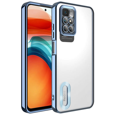 Xiaomi Redmi 10 Kılıf Kamera Korumalı Logo Gösteren Zore Omega Kapak Sierra Mavi