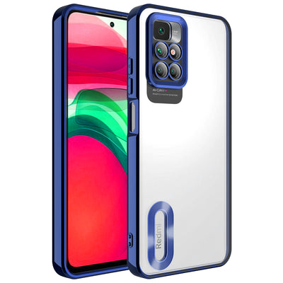 Xiaomi Redmi 10 Kılıf Kamera Korumalı Logo Gösteren Zore Omega Kapak Lacivert