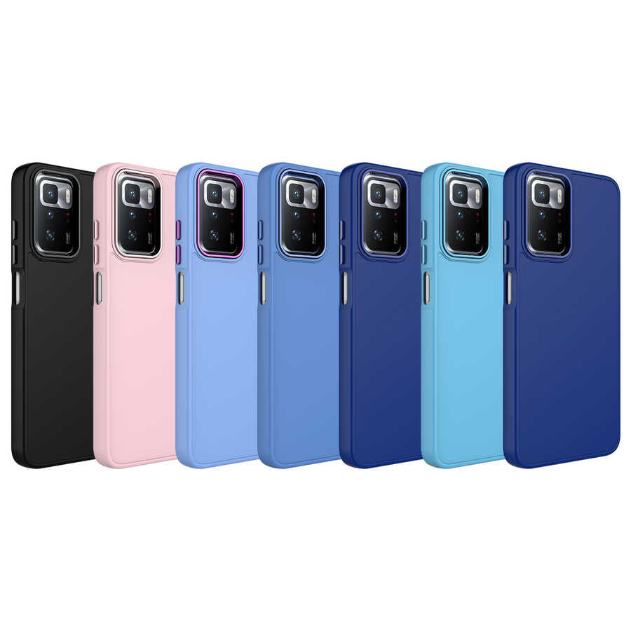 Xiaomi Redmi 10 Kılıf Metal Çerçeve ve Buton Tasarımlı Silikon Zore Luna Kapak Lavendery Gray