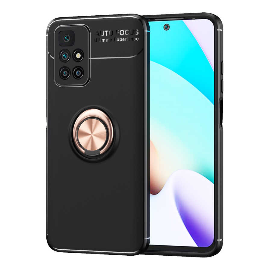 Xiaomi Redmi 10 Kılıf Zore Ravel Silikon Kapak Siyah-Rose Gold