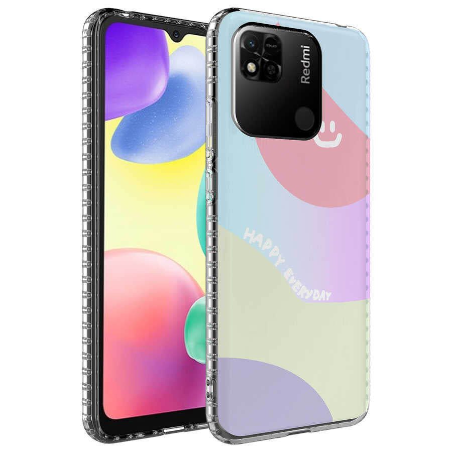 Xiaomi Redmi 10C Kılıf Airbag Kenarlı Renkli Desenli Silikon Zore Elegans Kapak NO7