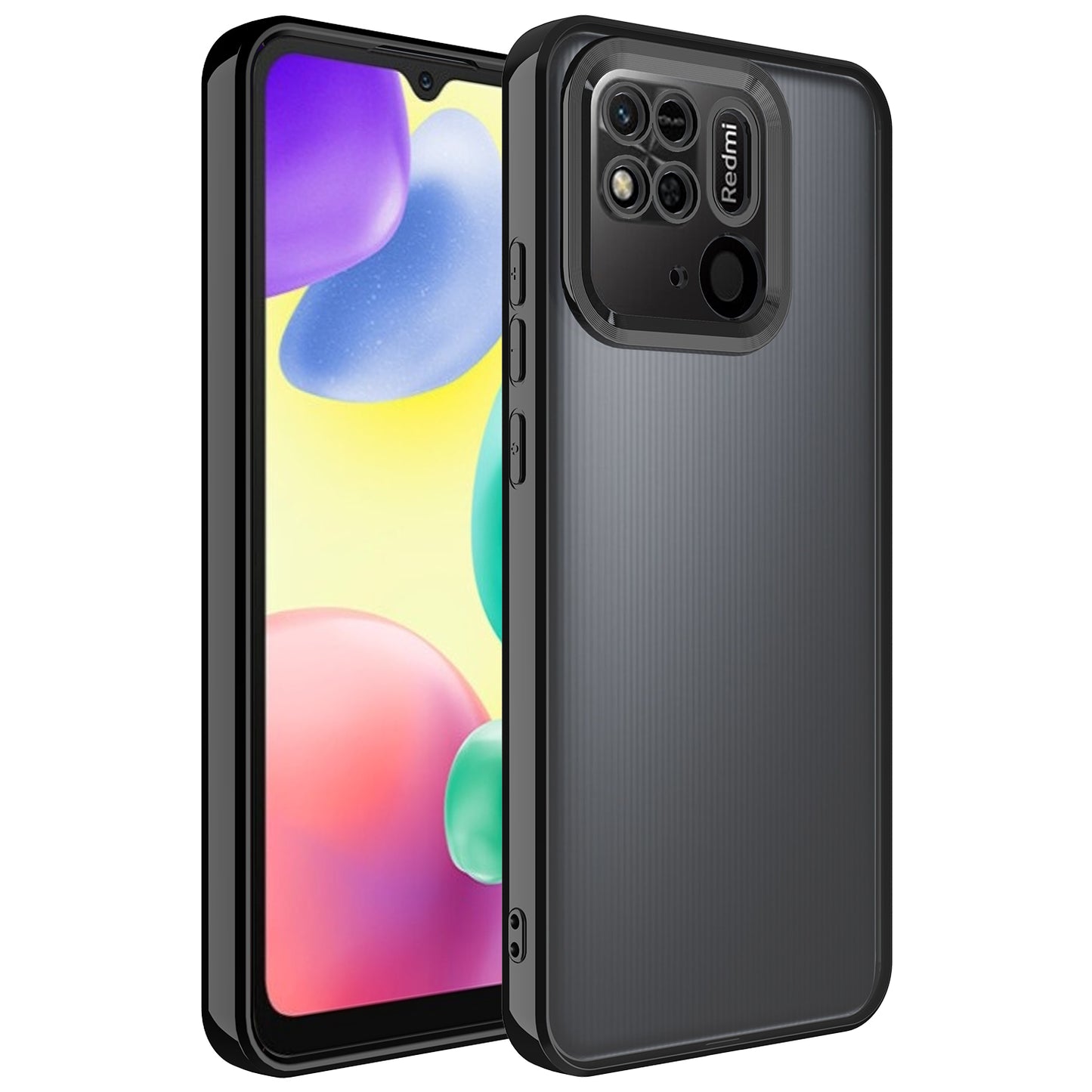 Xiaomi Redmi 10C Kılıf Kamera Korumalı Logo Gösteren Zore Omega Kapak Siyah