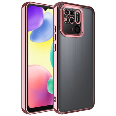 Xiaomi Redmi 10C Kılıf Kamera Korumalı Logo Gösteren Zore Omega Kapak Rose Gold