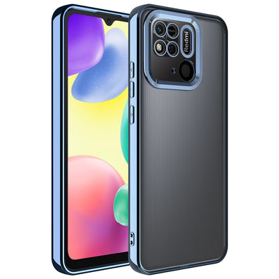 Xiaomi Redmi 10C Kılıf Kamera Korumalı Logo Gösteren Zore Omega Kapak Sierra Mavi