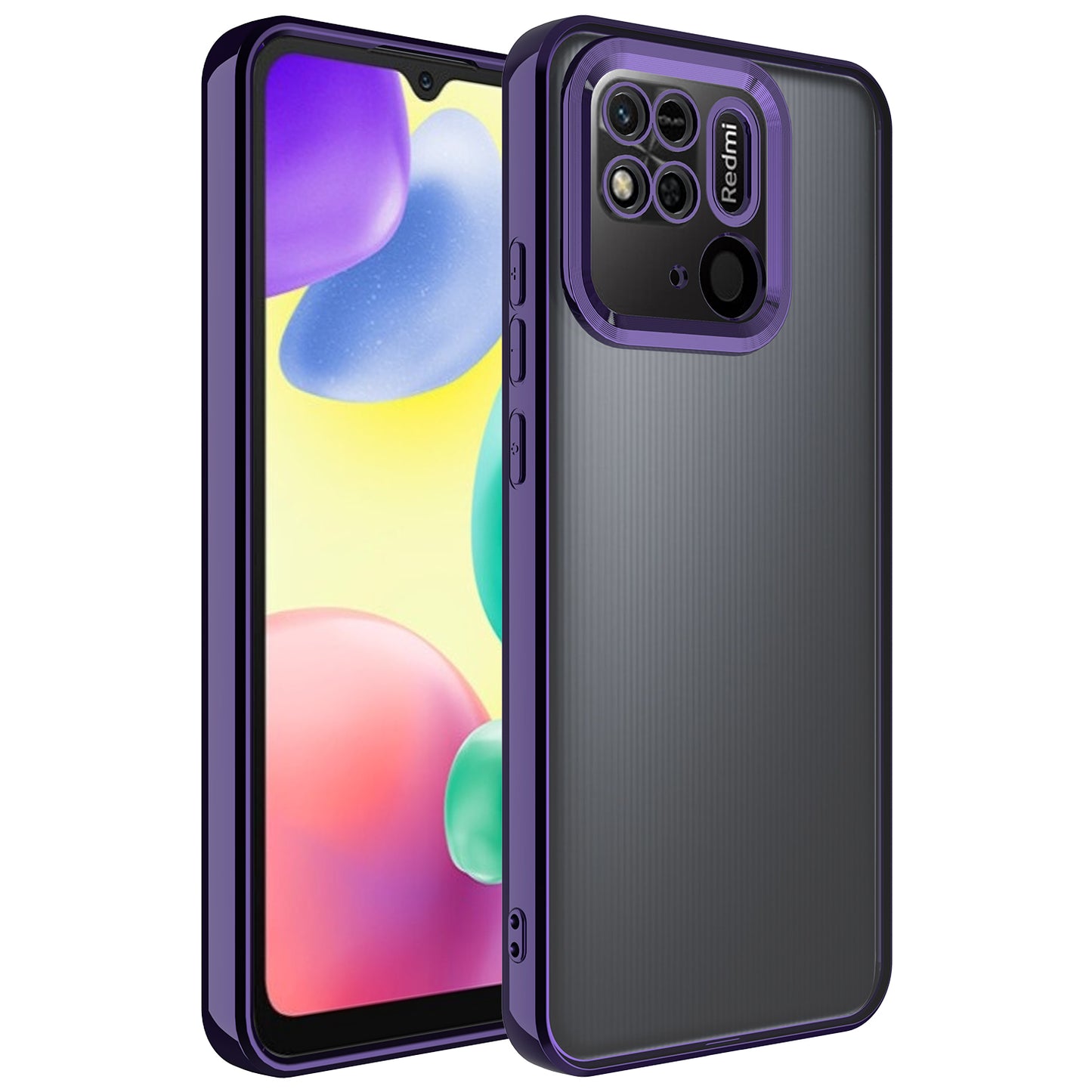 Xiaomi Redmi 10C Kılıf Kamera Korumalı Logo Gösteren Zore Omega Kapak Derin Mor