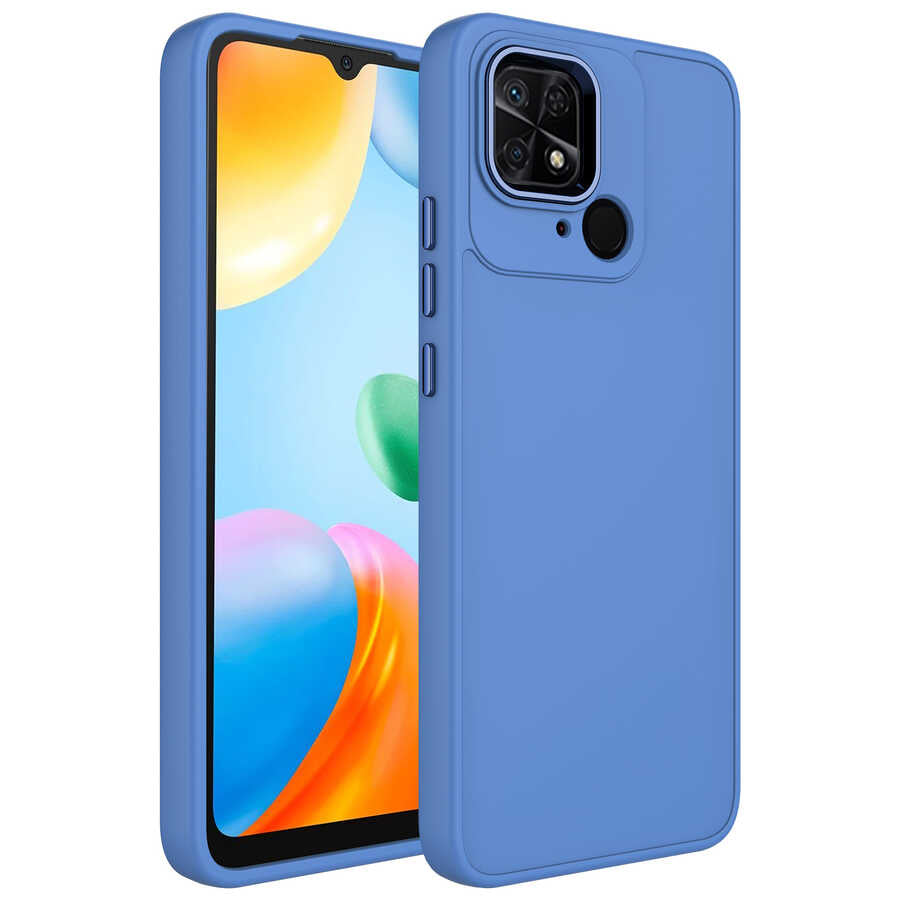 Xiaomi Redmi 10C Kılıf Metal Çerçeve ve Buton Tasarımlı Silikon Zore Luna Kapak Lavendery Gray