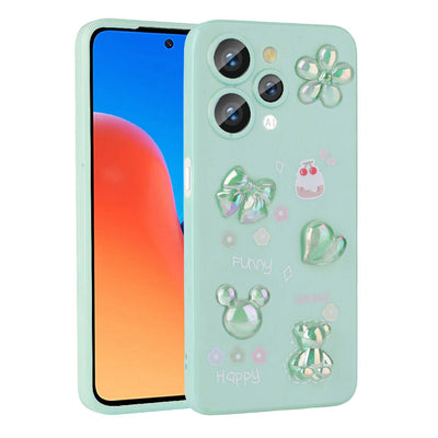 Xiaomi Redmi 12 4G Kılıf Kabartma Figürlü Parlak Zore Toys Silikon Kapak Beyaz