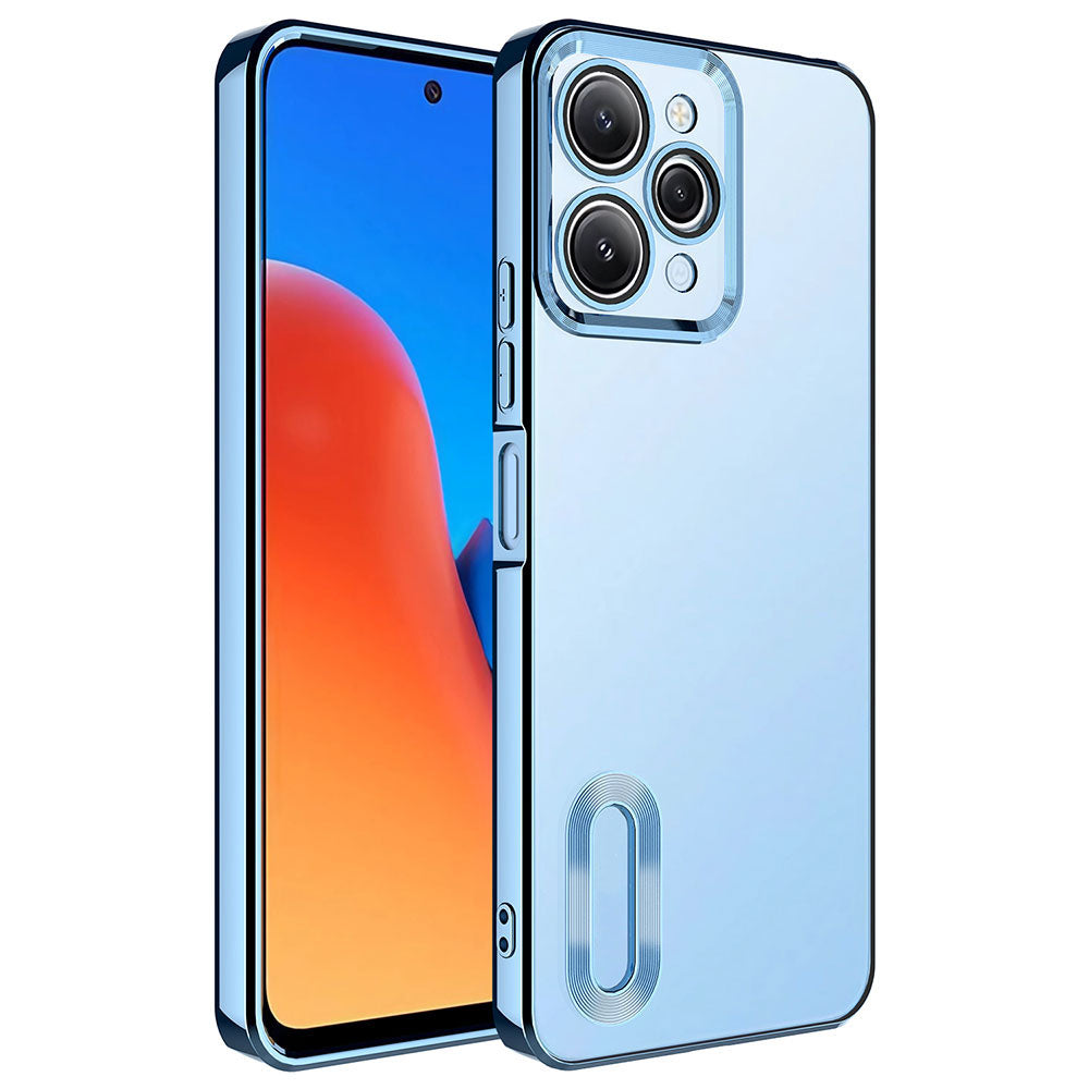 Xiaomi Redmi 12 Kılıf Kamera Korumalı Logo Gösteren Zore Omega Kapak Sierra Mavi