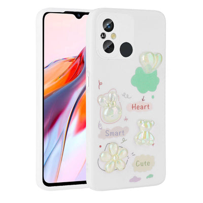 Xiaomi Redmi 12C Kılıf Kabartma Figürlü Parlak Zore Toys Silikon Kapak Mor