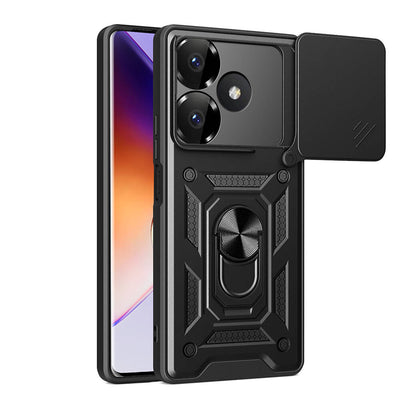 Xiaomi Redmi 13 4G Kılıf Magnetik Standlı Kamera Korumalı Zore Sürgülü Vega Kapak Mavi