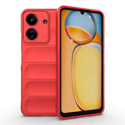 Xiaomi Redmi 13C Kılıf Esnek TPU Oyuklu Arka Yüzey Tasarımlı Zore Etnik Silikon Kapak Kırmızı