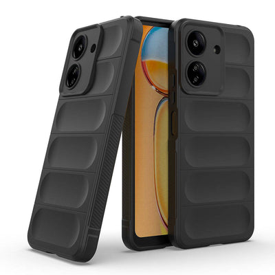 Xiaomi Redmi 13C Kılıf Esnek TPU Oyuklu Arka Yüzey Tasarımlı Zore Etnik Silikon Kapak Koyu Yeşil