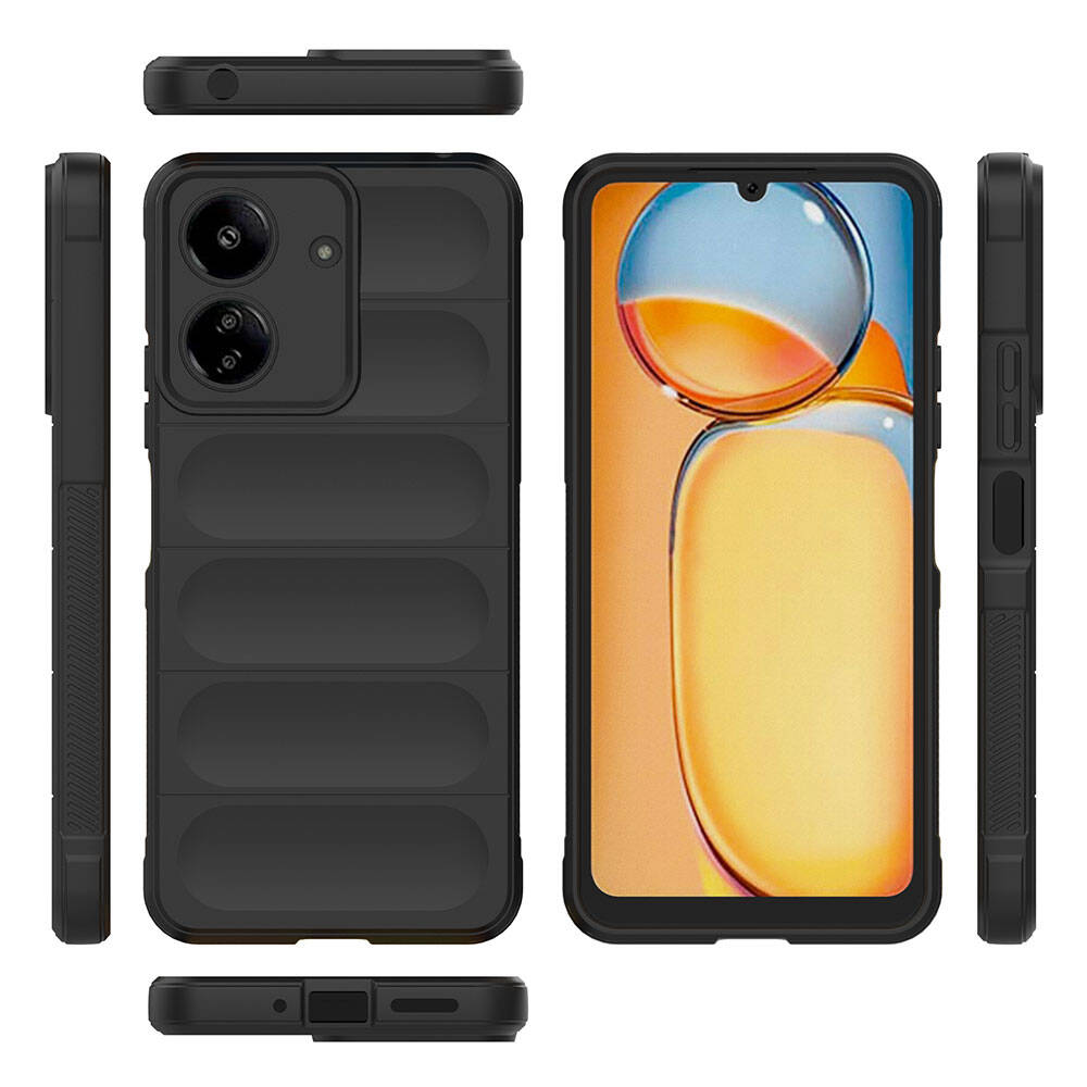 Xiaomi Redmi 13C Kılıf Esnek TPU Oyuklu Arka Yüzey Tasarımlı Zore Etnik Silikon Kapak Siyah