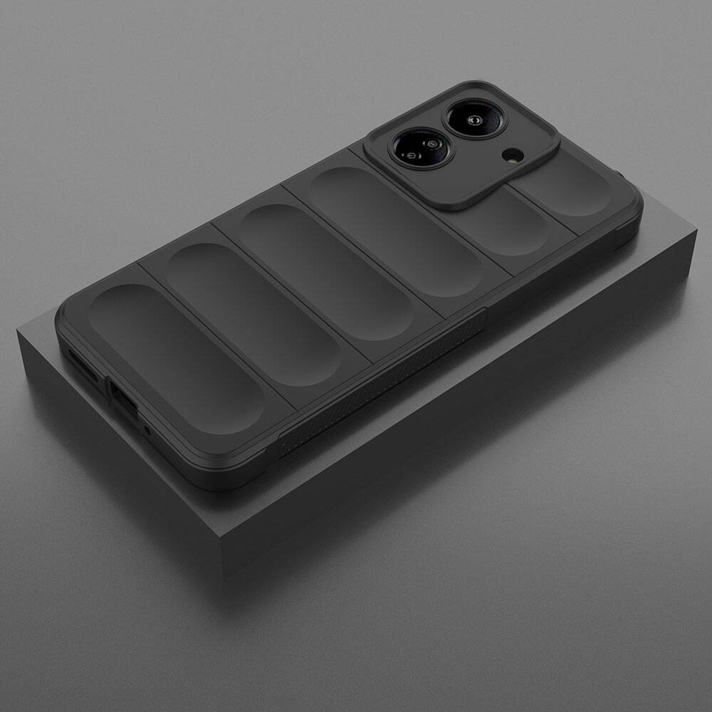 Xiaomi Redmi 13C Kılıf Esnek TPU Oyuklu Arka Yüzey Tasarımlı Zore Etnik Silikon Kapak Siyah