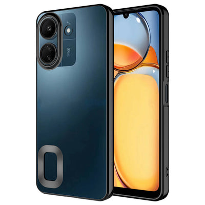 Xiaomi Redmi 13C Kılıf Kamera Korumalı Logo Gösteren Zore Omega Kapak Siyah