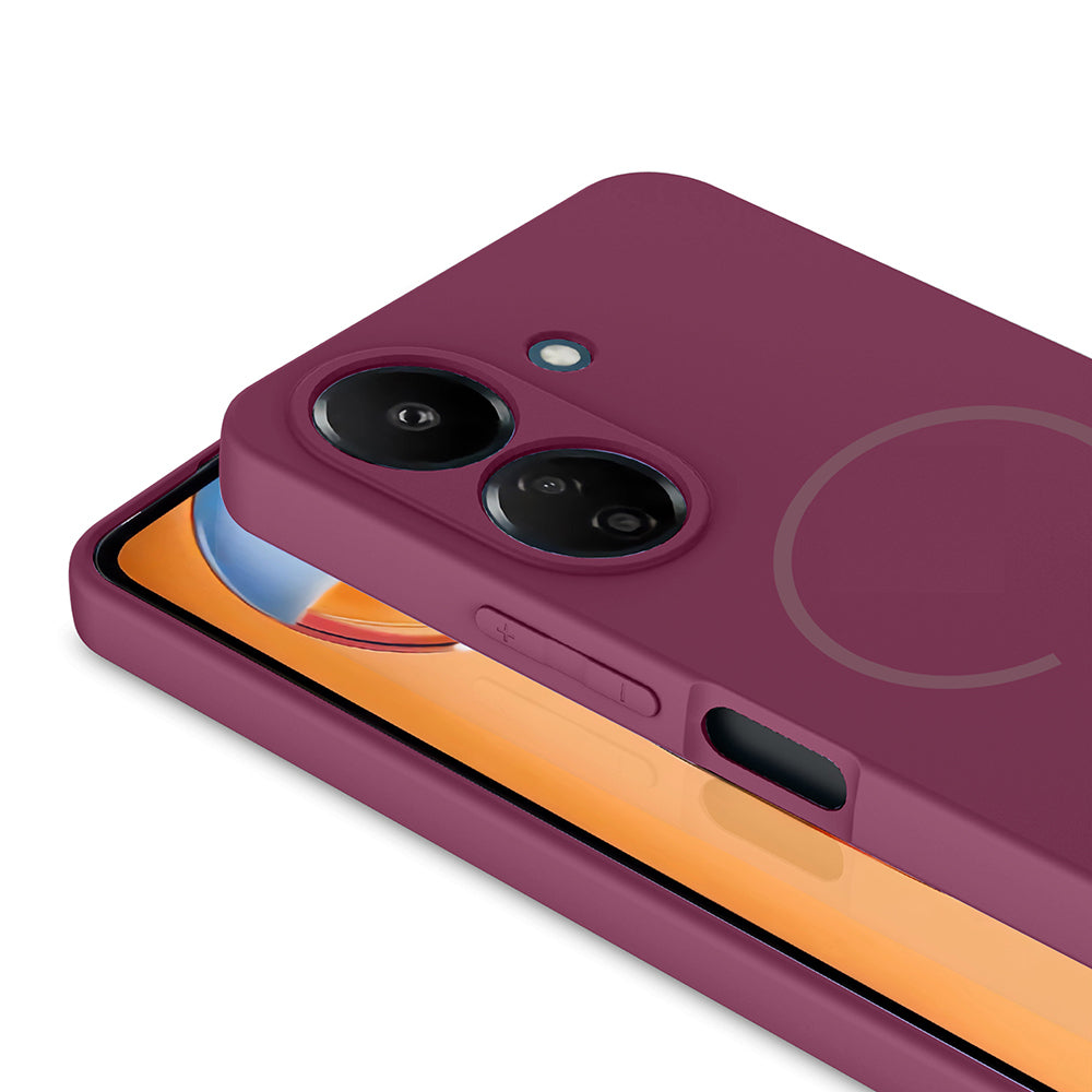 Xiaomi Redmi 13C Kılıf M-safe Şarj Özellikli Zore Meta Kapak Mürdüm