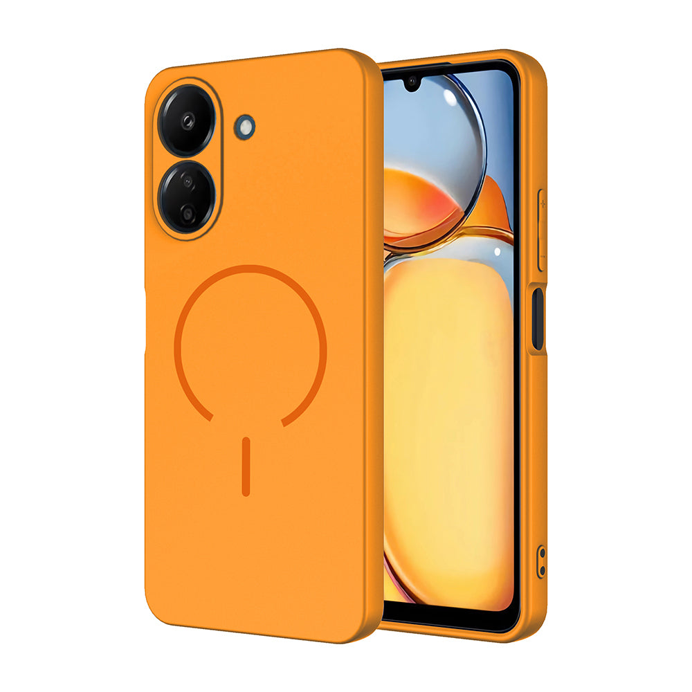 Xiaomi Redmi 13C Kılıf M-safe Şarj Özellikli Zore Meta Kapak Turuncu