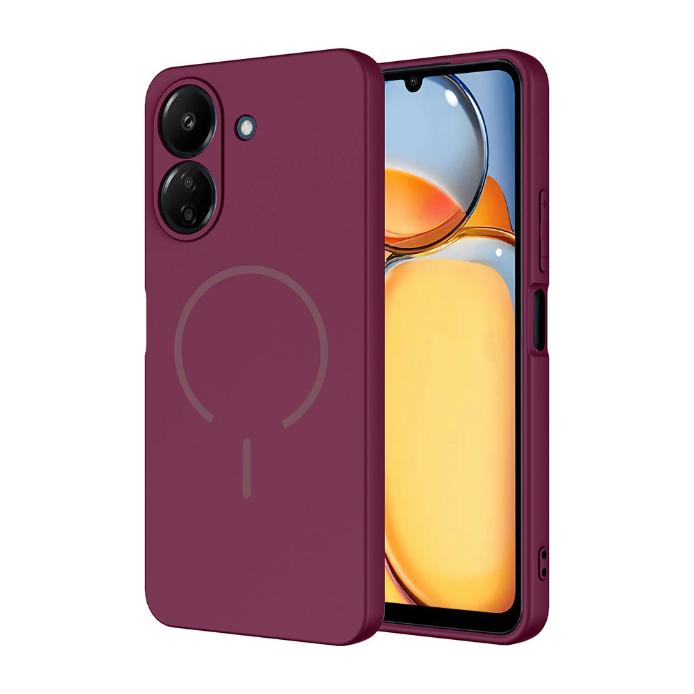 Xiaomi Redmi 13C Kılıf M-safe Şarj Özellikli Zore Meta Kapak Mürdüm