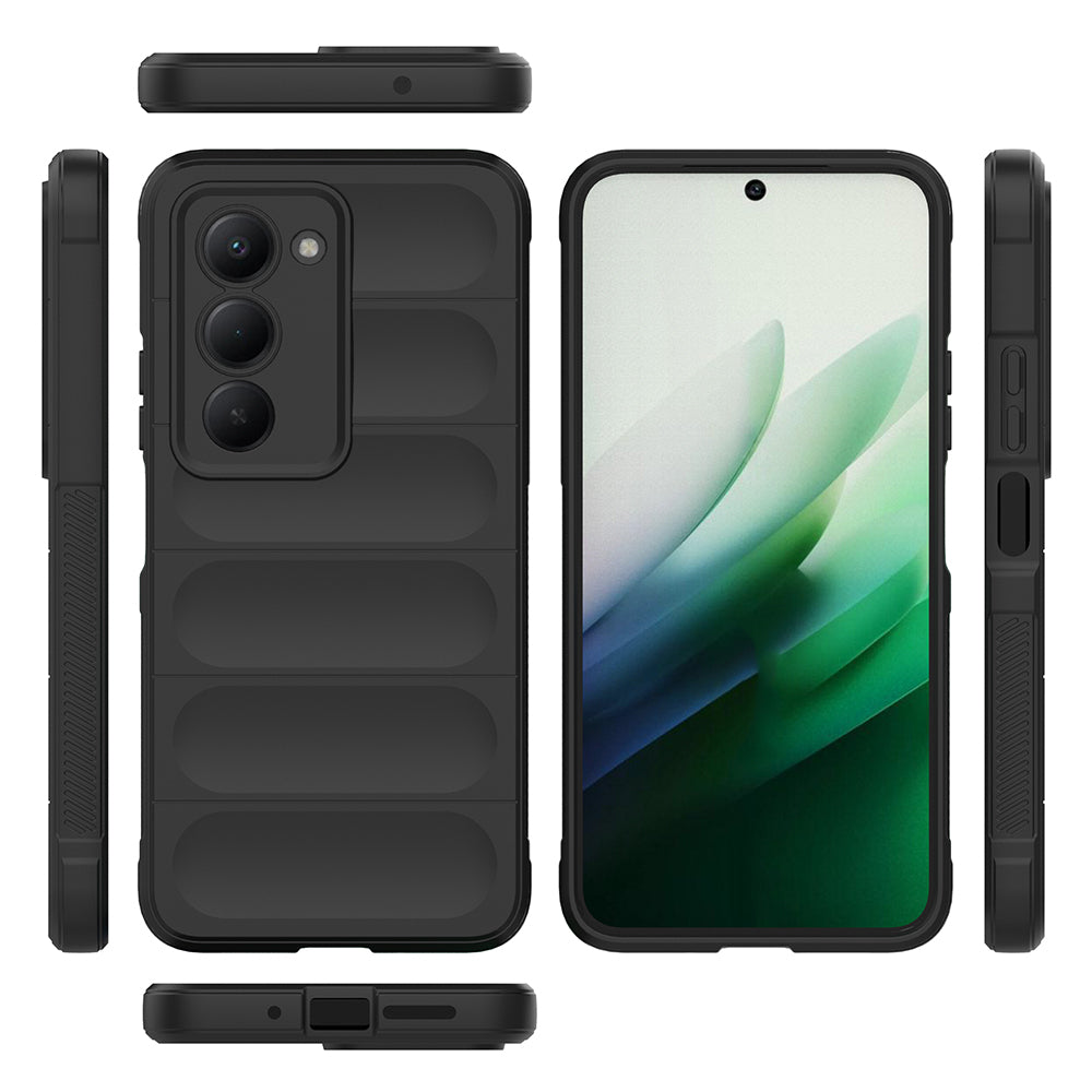 Xiaomi Redmi 15 Kılıf Esnek TPU Oyuklu Arka Yüzey Tasarımlı Zore Etnik Silikon Kapak Siyah