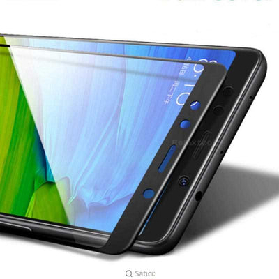 Xiaomi Redmi 5 Plus Zore Kenarları Kırılmaya Dayanıklı Cam Ekran Koruyucu Siyah