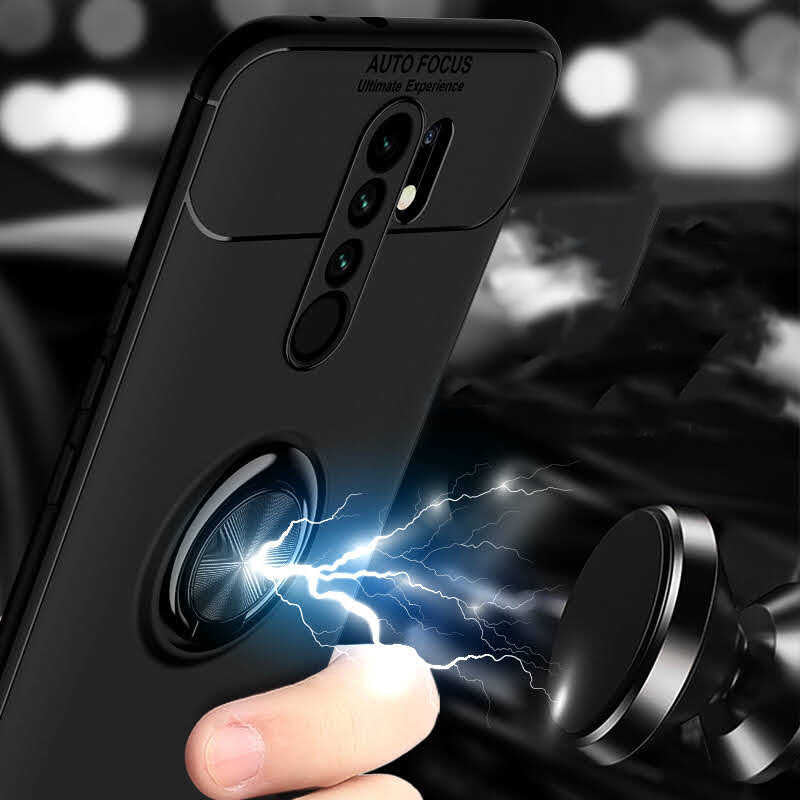 Xiaomi Redmi 9 Kılıf Zore Ravel Silikon Kapak Siyah-Kırmızı