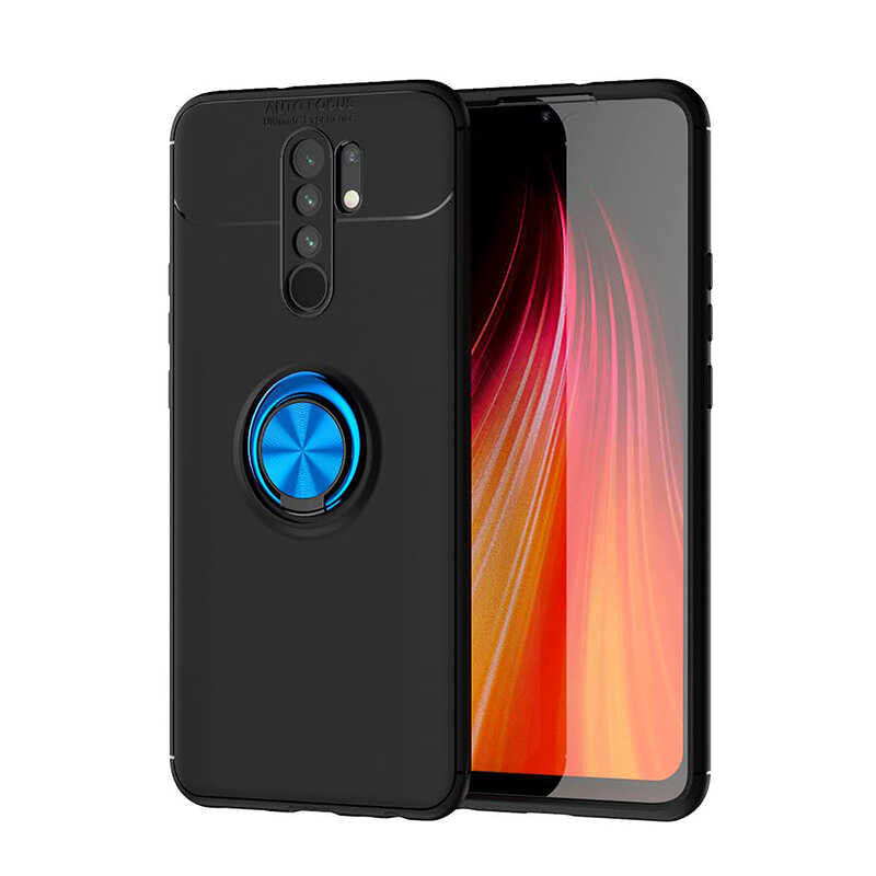 Xiaomi Redmi 9 Kılıf Zore Ravel Silikon Kapak Siyah-Mavi