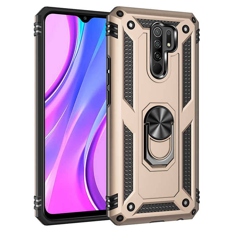 Xiaomi Redmi 9 Kılıf Zore Vega Kapak Gold