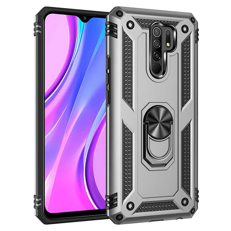 Xiaomi Redmi 9 Kılıf Zore Vega Kapak Gri