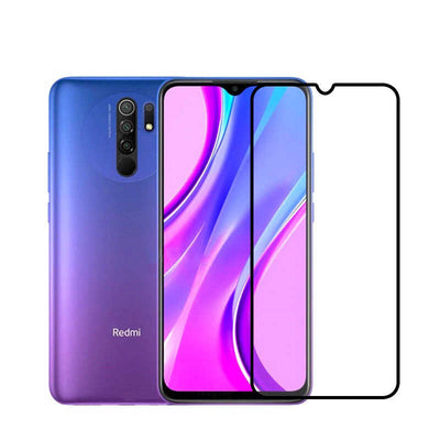 Xiaomi Redmi 9 Zore Kenarları Kırılmaya Dayanıklı Cam Ekran Koruyucu Siyah
