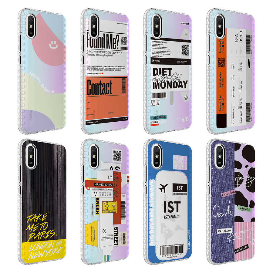 Xiaomi Redmi 9A Kılıf Airbag Kenarlı Renkli Desenli Silikon Zore Elegans Kapak NO5