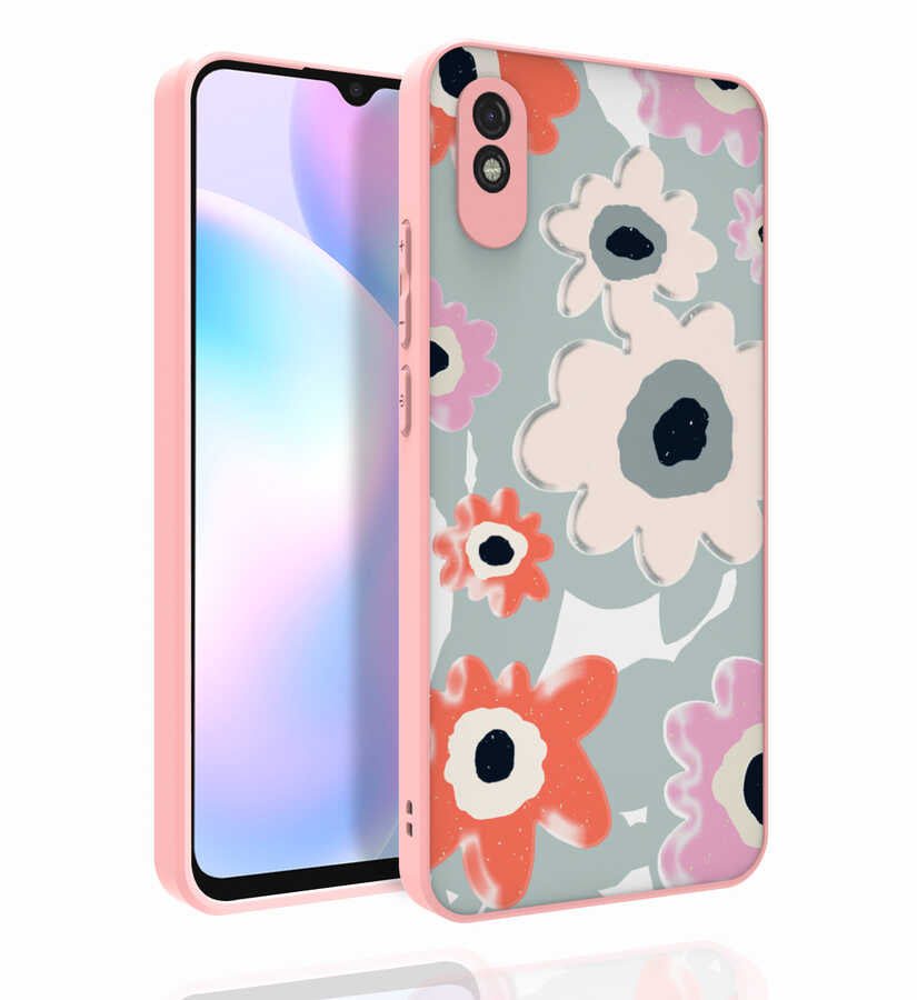 Xiaomi Redmi 9A Kılıf Desenli Kamera Korumalı Parlak Zore Nora Kapak NO5