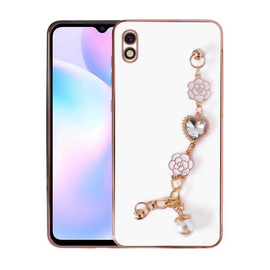 Xiaomi Redmi 9A Kılıf El Tutamaçlı Kamera Korumalı Zore Taka Silikon Kapak Beyaz