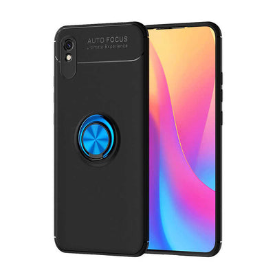 Xiaomi Redmi 9A Kılıf Zore Ravel Silikon Kapak Siyah-Mavi