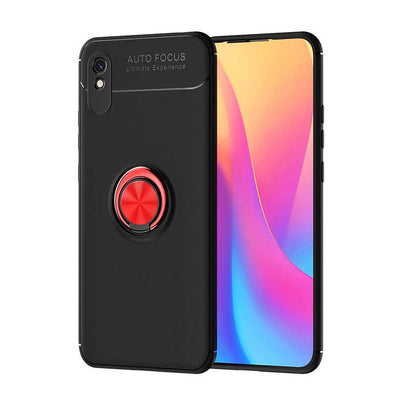 Xiaomi Redmi 9A Kılıf Zore Ravel Silikon Kapak Siyah-Kırmızı