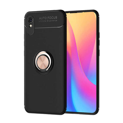 Xiaomi Redmi 9A Kılıf Zore Ravel Silikon Kapak Siyah-Rose Gold