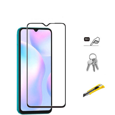 Xiaomi Redmi 9A Zore Kenarları Kırılmaya Dayanıklı Cam Ekran Koruyucu Siyah