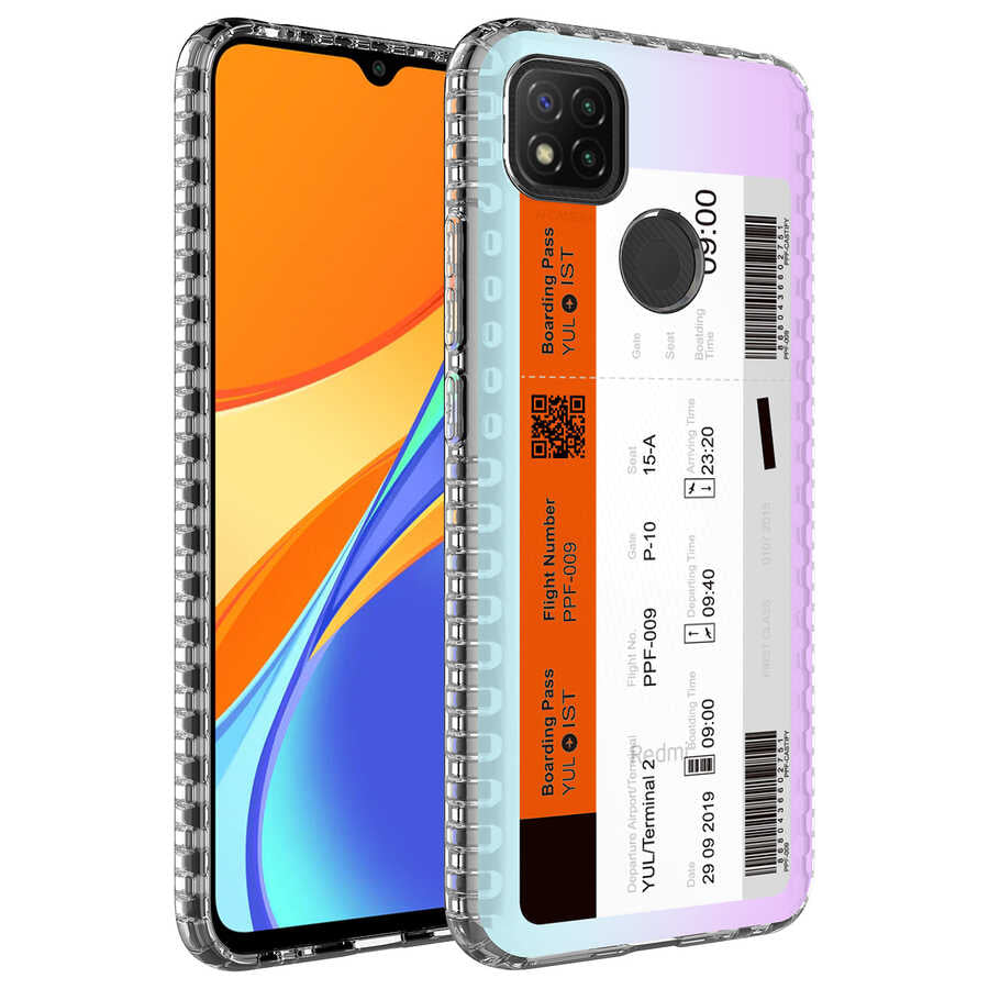 Xiaomi Redmi 9C Kılıf Airbag Kenarlı Renkli Desenli Silikon Zore Elegans Kapak NO1