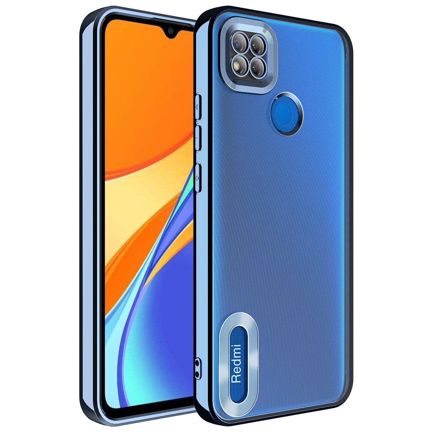 Xiaomi Redmi 9C Kılıf Kamera Korumalı Logo Gösteren Zore Omega Kapak Sierra Mavi