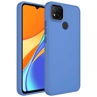 Xiaomi Redmi 9C Kılıf Metal Çerçeve ve Buton Tasarımlı Silikon Zore Luna Kapak Lavendery Gray