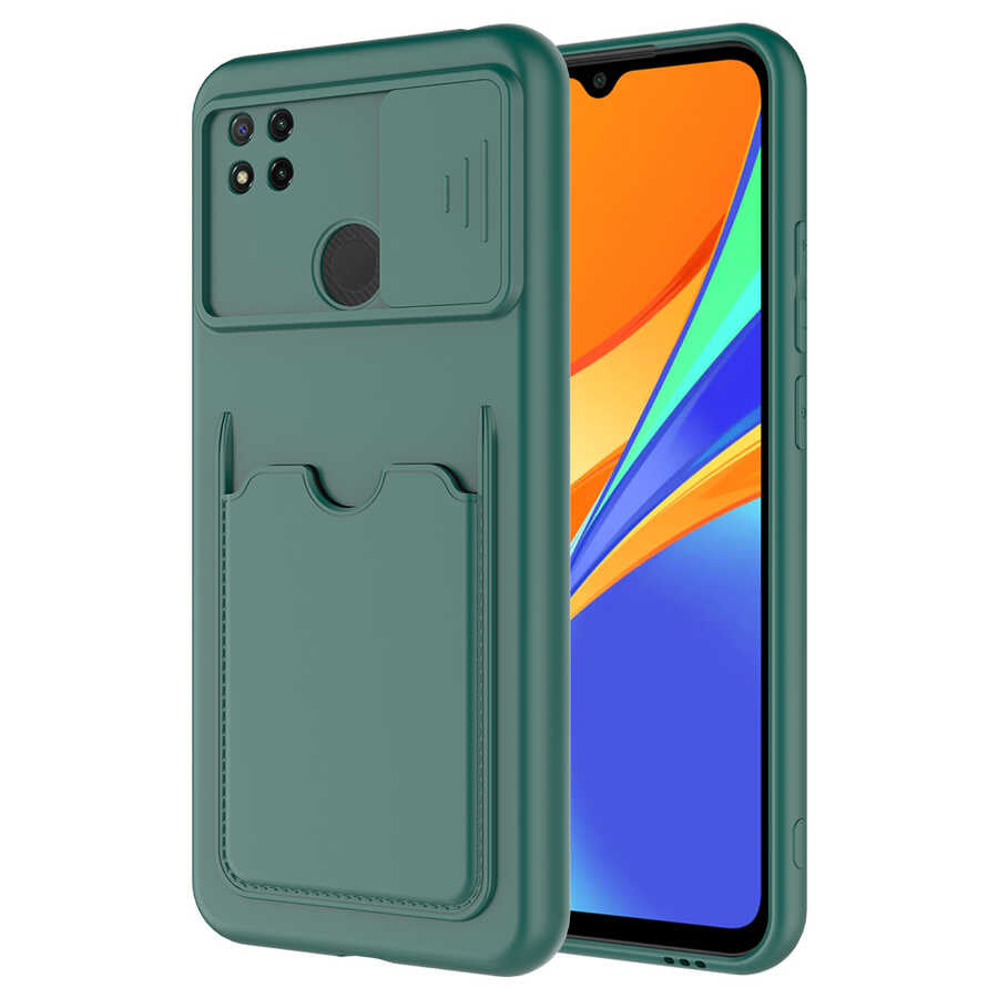 Xiaomi Redmi 9C Kılıf Zore Kartix Kapak Koyu Yeşil