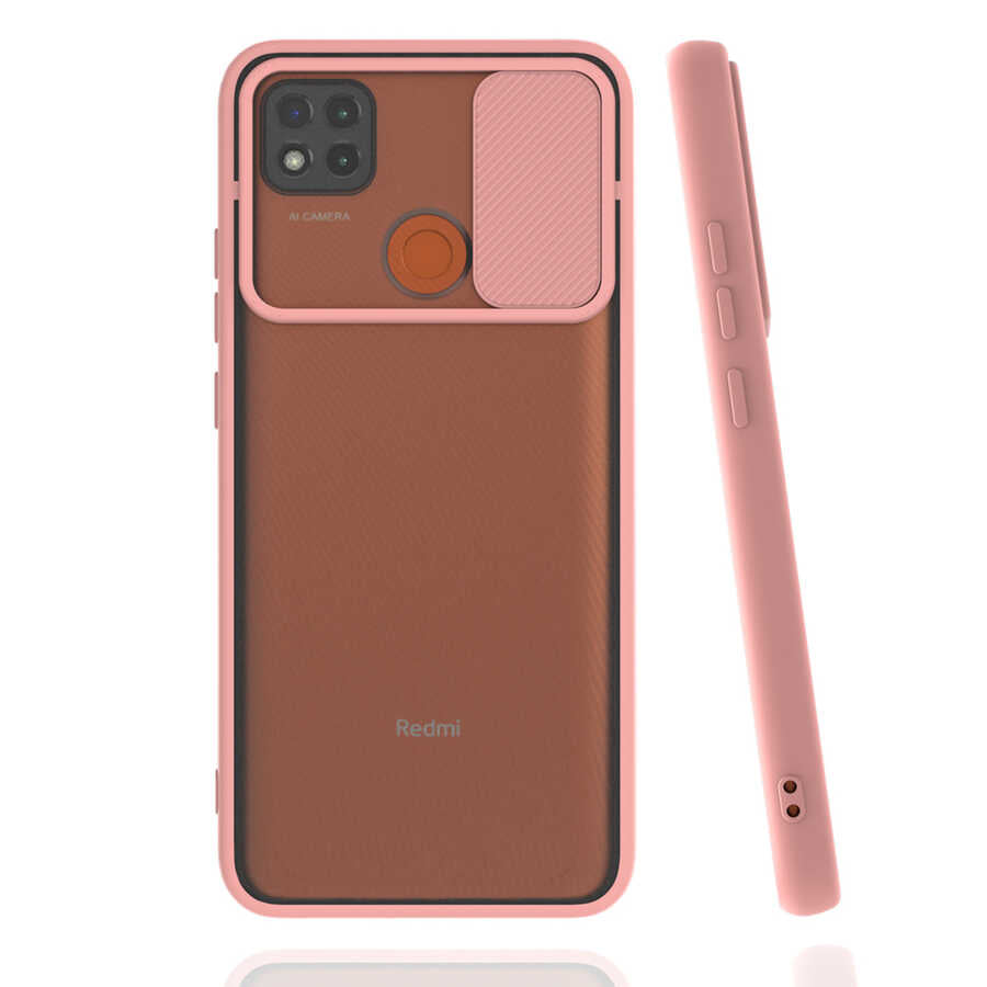 Xiaomi Redmi 9C Kılıf Zore Lensi Kapak Pembe Açık