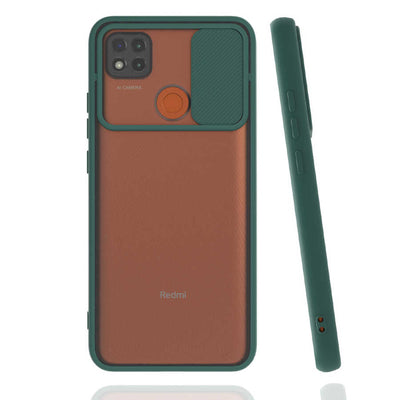 Xiaomi Redmi 9C Kılıf Zore Lensi Kapak Koyu Yeşil