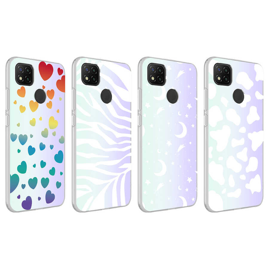 Xiaomi Redmi 9C Kılıf Zore M-Blue Desenli Kapak Heart No3