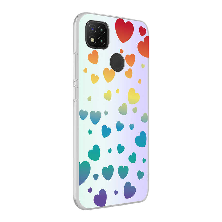 Xiaomi Redmi 9C Kılıf Zore M-Blue Desenli Kapak Heart No3