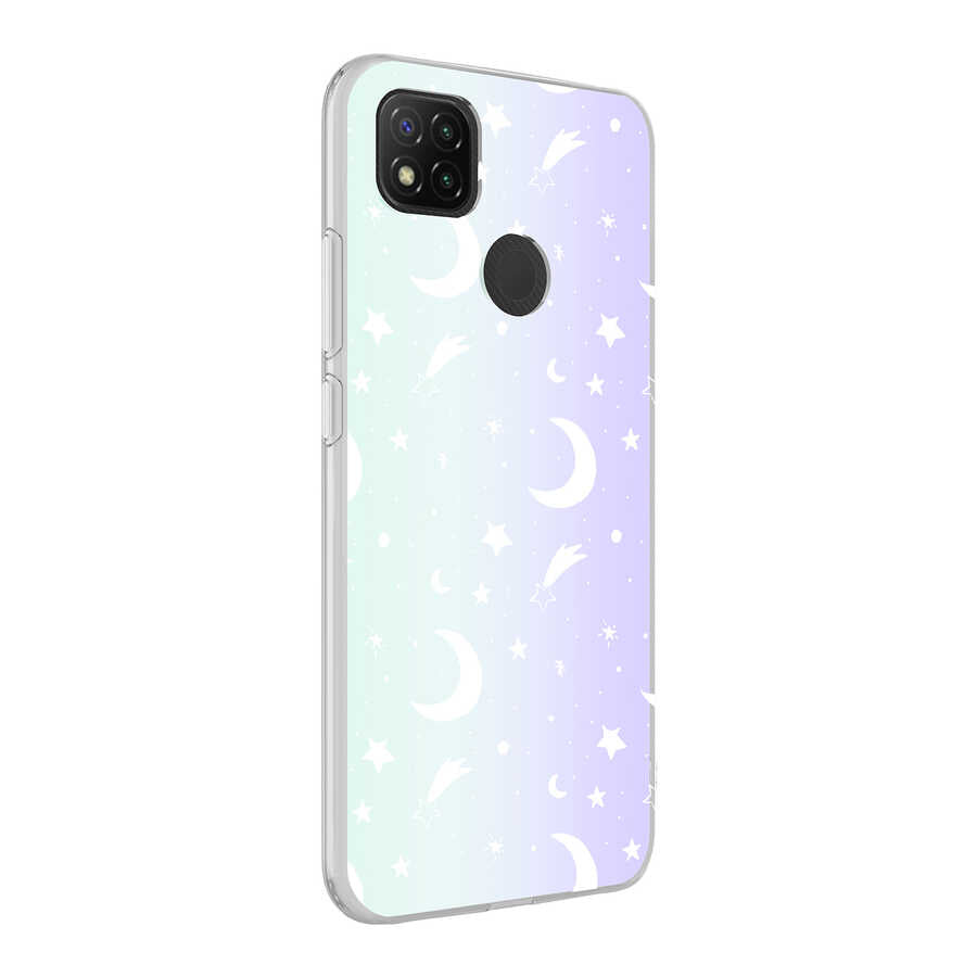 Xiaomi Redmi 9C Kılıf Zore M-Blue Desenli Kapak Moon No4
