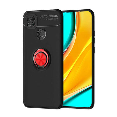 Xiaomi Redmi 9C Kılıf Zore Ravel Silikon Kapak Siyah-Kırmızı