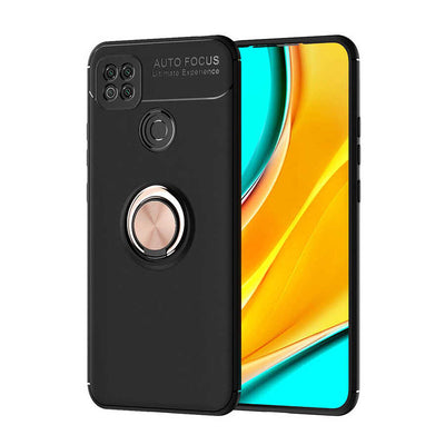 Xiaomi Redmi 9C Kılıf Zore Ravel Silikon Kapak Siyah-Rose Gold