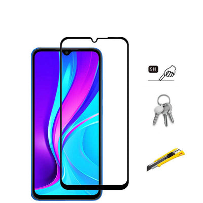 Xiaomi Redmi 9C Zore Kenarları Kırılmaya Dayanıklı Cam Ekran Koruyucu Siyah