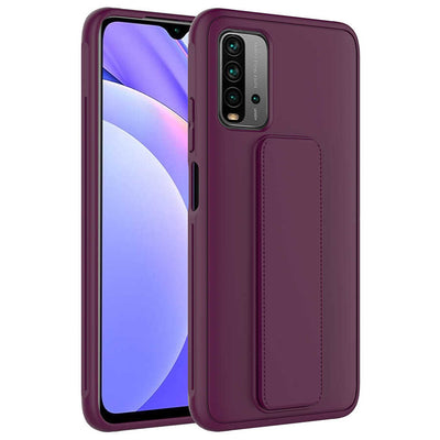 Xiaomi Redmi 9T Kılıf Zore Qstand Kapak Mürdüm